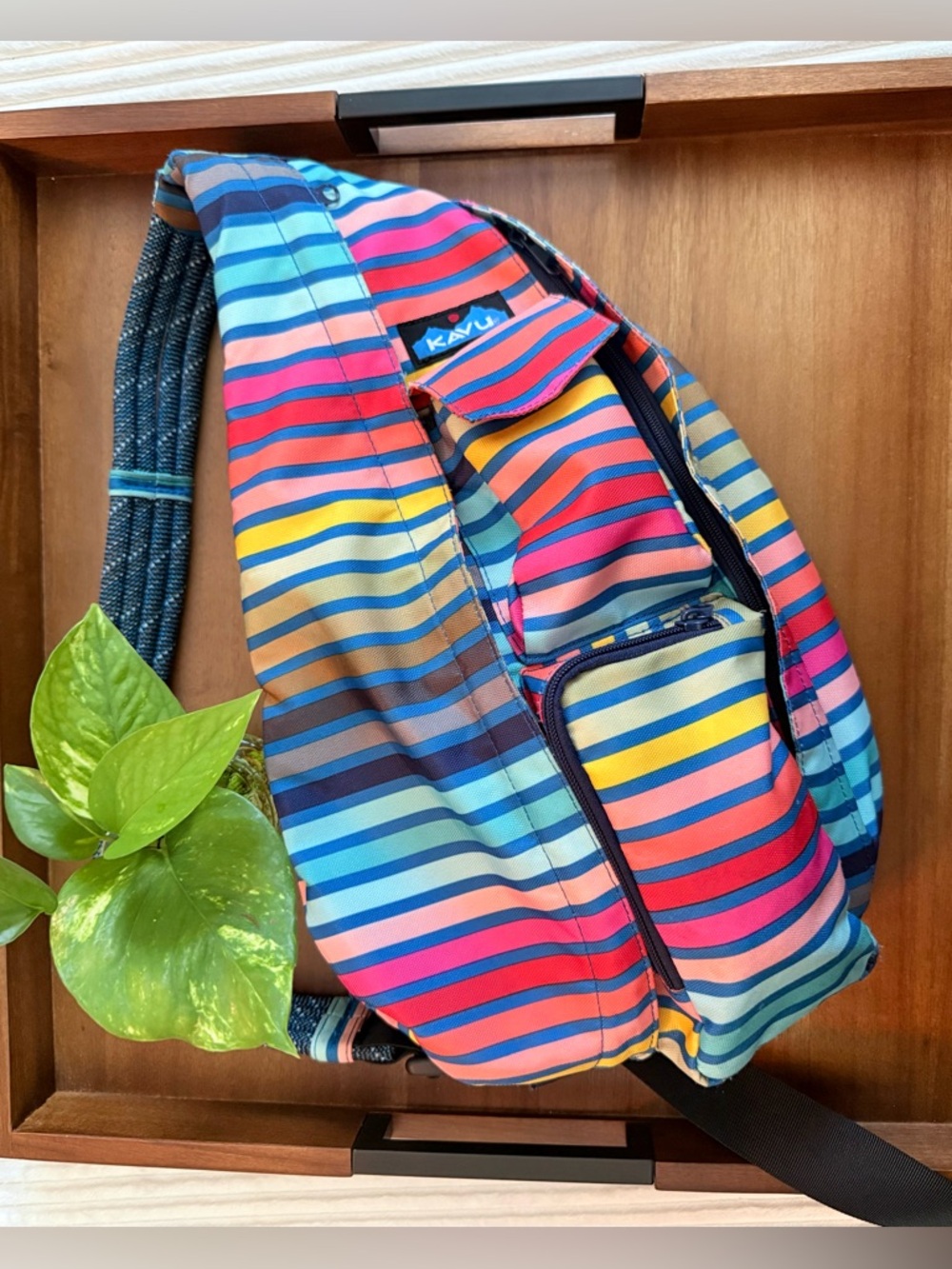 Like New KAVU Chroma Unisex Stripe Rope Sling Bag